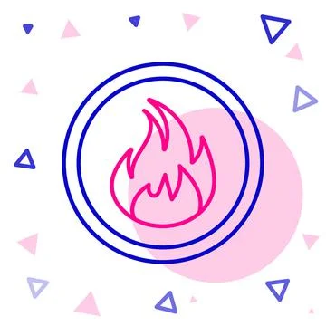 Line Fire flame icon isolated on white background. Colorful outline concept Stock Illustration