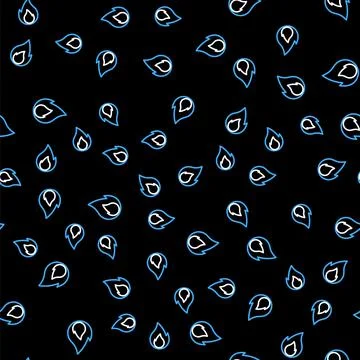 Line Fire flame icon isolated seamless pattern on black background. Heat symbol 库存插图