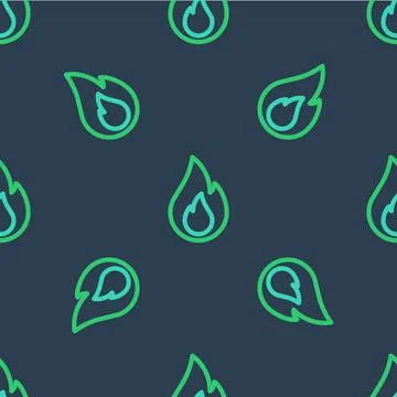 Line Fire flame icon isolated seamless pattern on blue background. Vector Stock Illustration