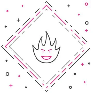 Line Fire flame icon isolated on white background. Colorful outline concept Stock Illustration