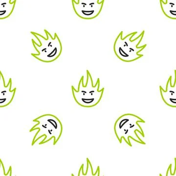 Line Fire flame icon isolated seamless pattern on white background. Vector Stockillustratie