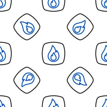 Line Fire flame icon isolated seamless pattern on white background. Colorful Stockillustratie