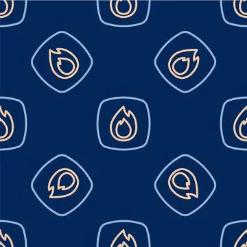 Line Fire flame icon isolated seamless pattern on blue background. Vector Illustrazione stock