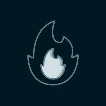 Line Fire flame icon isolated on black background. Flat filled outline styl.. Stock Illustration