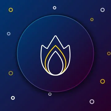 Line Fire flame icon isolated on blue background. Heat symbol. Colorful outli イラスト素材