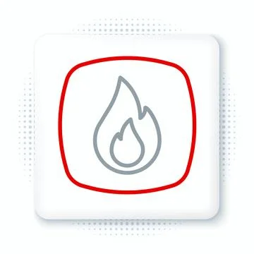Line Fire flame icon isolated on white background. Colorful outline concept.. Stock Illustration