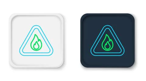 Line Fire flame in triangle icon isolated on white background. Warning sign of Stock Illustration