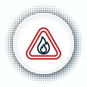 Line Fire flame in triangle icon isolated on white background. Warning sign.. Stock Illustration