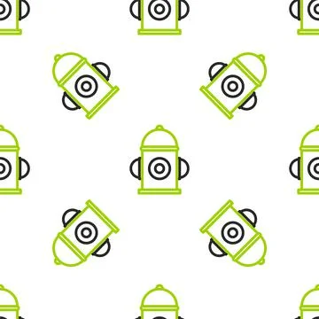 Line Fire hydrant icon isolated seamless pattern on white background. Vector Stock Illustration
