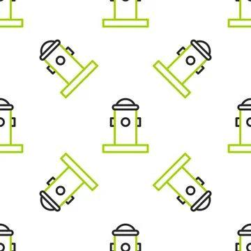 Line Fire hydrant icon isolated seamless pattern on white background. Vector Stock Illustration