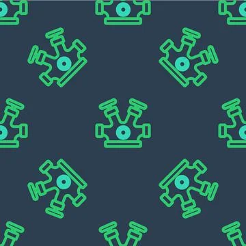 Line Fire hydrant icon isolated seamless pattern on blue background. Vector Stock Illustration