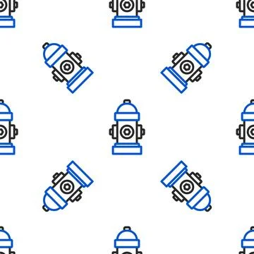 Line Fire hydrant icon isolated seamless pattern on white background. Colorfu Stock Illustration