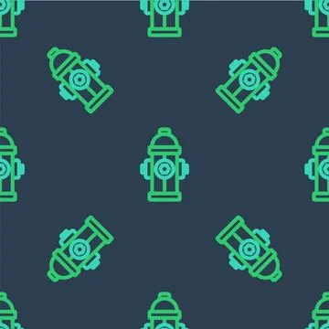 Line Fire hydrant icon isolated seamless pattern on blue background.  Vector 库存插图
