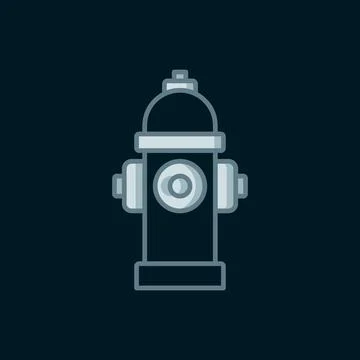 Line Fire hydrant icon isolated on black background. Flat filled outline st.. Ilustração Stock