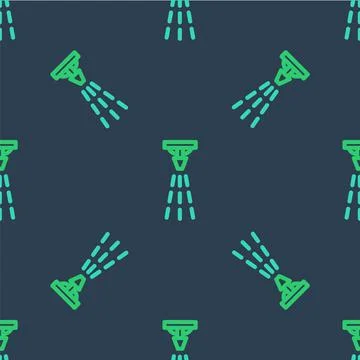 Line Fire sprinkler system icon isolated seamless pattern on blue background Stockillustratie