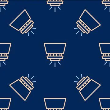 Line Fire sprinkler system icon isolated seamless pattern on blue background 스톡 일러스트