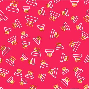 Line Fire sprinkler system icon isolated seamless pattern on red background Illustrazione stock