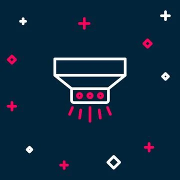 Line Fire sprinkler system icon isolated on blue background. Sprinkler, fire Stock Illustration
