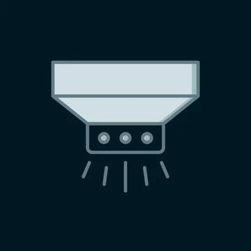 Line Fire sprinkler system icon isolated on black background. Sprinkler, fi.. Stock Illustration