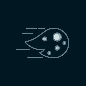 Line Fireball icon isolated on black background. Flat filled outline style .. Stock Illustration