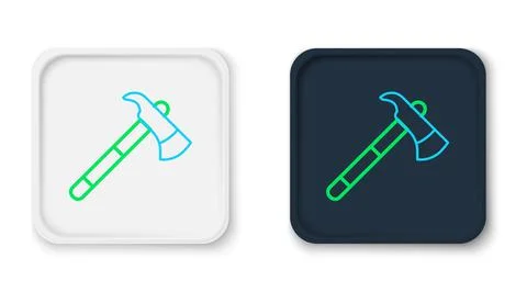 Line Firefighter axe icon isolated on white background. Fire axe. Colorful Stock Illustration