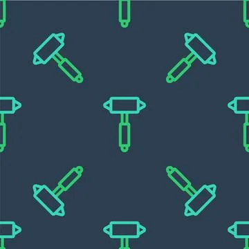 Line Firefighter axe icon isolated seamless pattern on blue background. Fir.. Stock Illustration