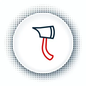 Line Firefighter axe icon isolated on white background. Fire axe. Colorful .. Stock Illustration