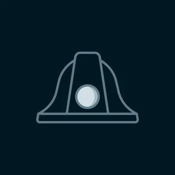 Line Firefighter helmet or fireman hat icon isolated on black background. F.. Stock Illustration