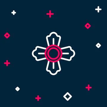 Line Firefighter icon isolated on blue background. Colorful outline concept.. Stock Illustration