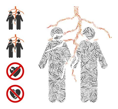 Line Firend Conflict Icon Vector Collage Stock Illustration