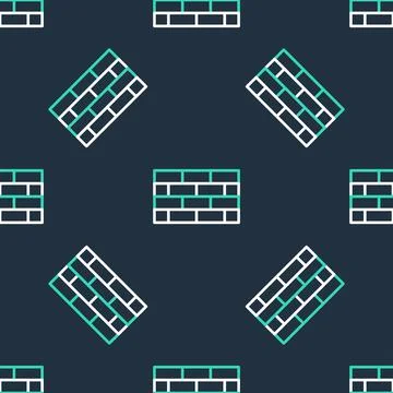 Line Firewall, security wall icon isolated seamless pattern on black background Illustrazione stock