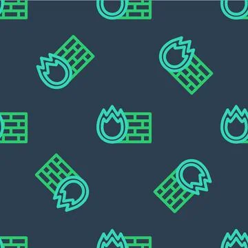 Line Firewall, security wall icon isolated seamless pattern on blue background Stock Illustration