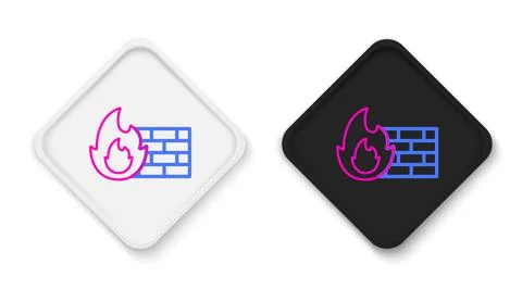 Line Firewall, security wall icon isolated on white background. Colorful outl Stock Illustration