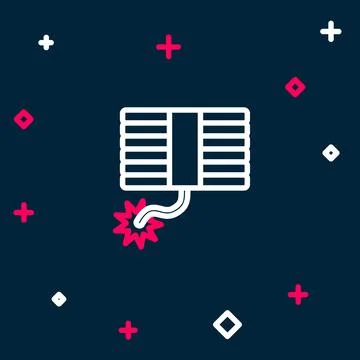 Line Firework icon isolated on blue background. Concept of fun party. Explosive Stock Illustration