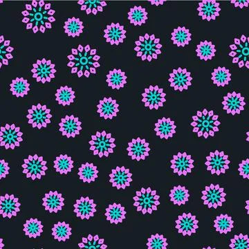 Line Firework icon isolated seamless pattern on black background. Concept of fun Illustrazione stock