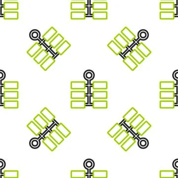 Line Firework icon isolated seamless pattern on white background. Concept of fun Stock Illustration