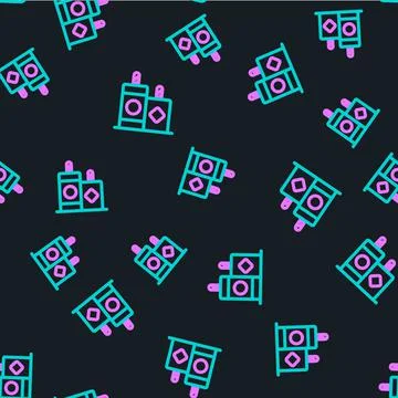 Line Firework icon isolated seamless pattern on black background. Concept of fun Illustrazione stock