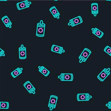 Line Firework icon isolated seamless pattern on black background. Concept of fun Illustrazione stock