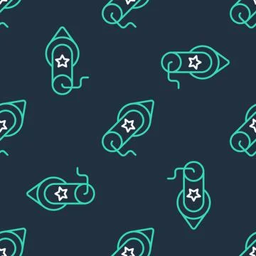 Line Firework icon isolated seamless pattern on black background. Concept of fun イラスト素材