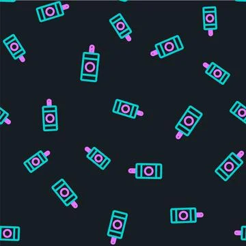 Line Firework icon isolated seamless pattern on black background. Concept of fun Illustrazione stock