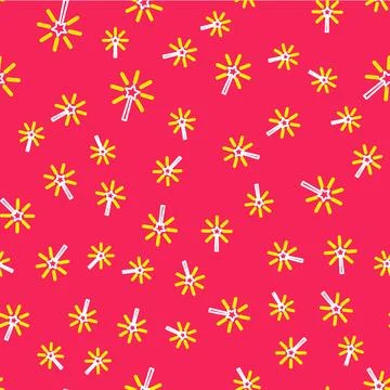 Line Firework icon isolated seamless pattern on red background. Concept of .. Illustrazione stock