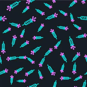 Line Firework rocket icon isolated seamless pattern on black background. Concept Stock Illustration