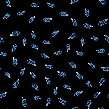 Line Firework rocket icon isolated seamless pattern on black background. Concept Stockillustratie
