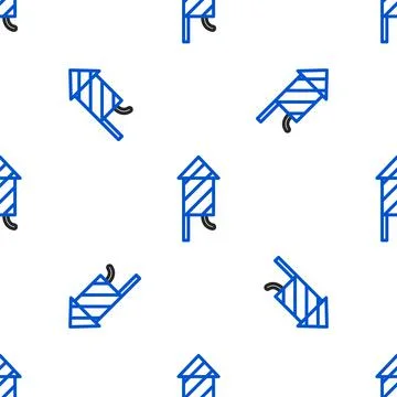 Line Firework rocket icon isolated seamless pattern on white background. Concept Illustrazione stock