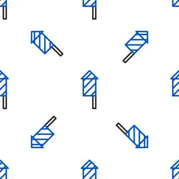 Line Firework rocket icon isolated seamless pattern on white background. Conc Illustrazione stock