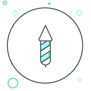 Line Firework rocket icon isolated on white background. Concept of fun part.. Stock Illustration