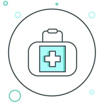 Line First aid kit icon isolated on white background. Medical box with cros.. 스톡 일러스트