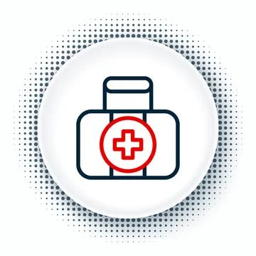 Line First aid kit icon isolated on white background. Medical box with cros.. 스톡 일러스트
