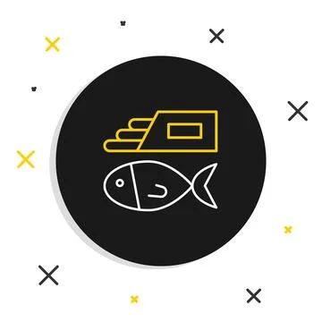 Line Fish and chips icon isolated on white background. Colorful outline concept Stock Illustration