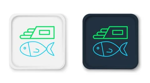 Line Fish and chips icon isolated on white background. Colorful outline con.. Stock Illustration